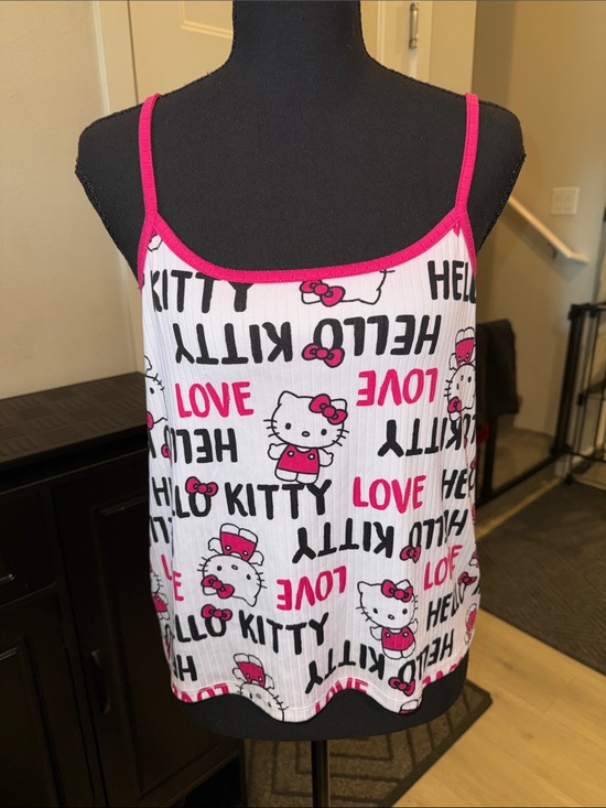 Hello Kitty Other - Hello Kitty White Sleep Cami with Pink Trim and Character Print
